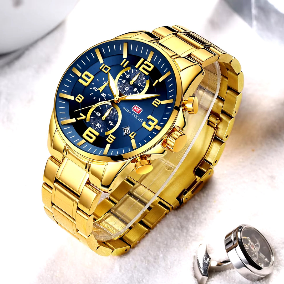 Reloj Mini Focus Chrono Gold Blue (46mm)